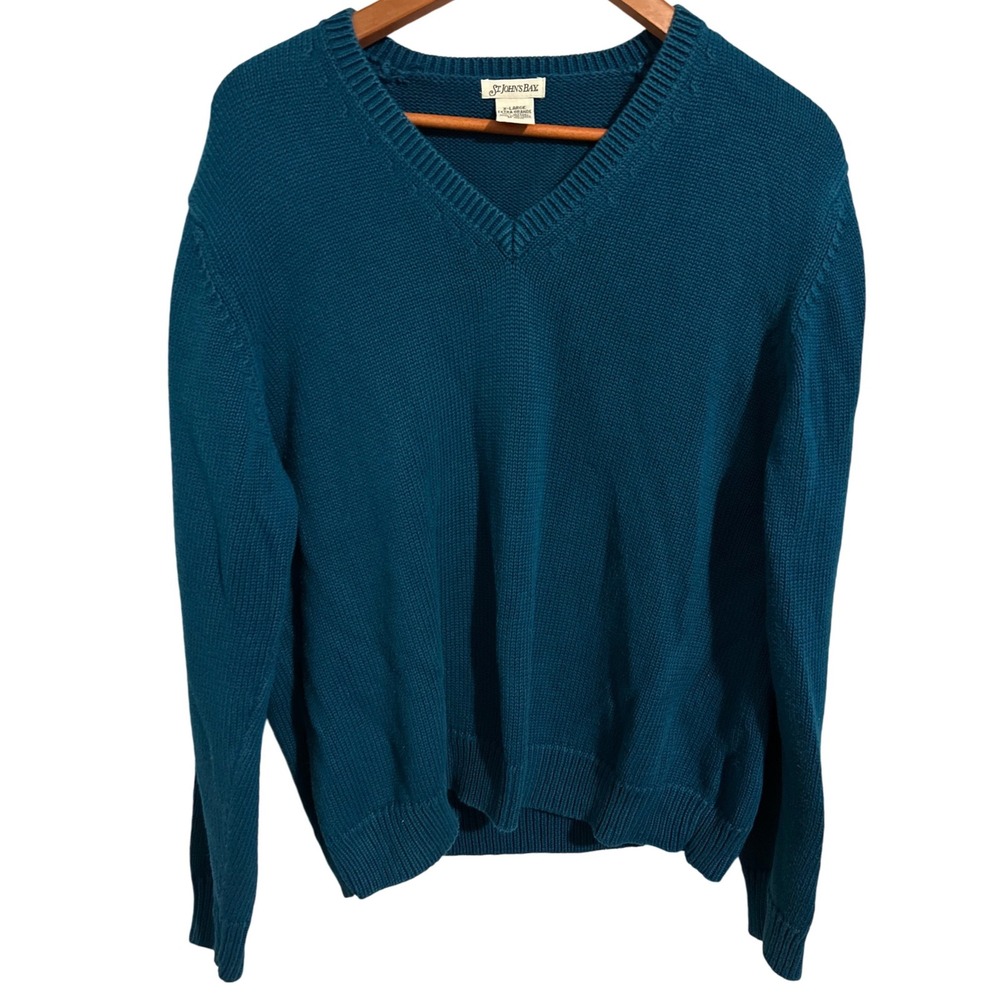 St. John's Bay Heavyweight Teal Colored V-Neck Sweater Women's Size XL